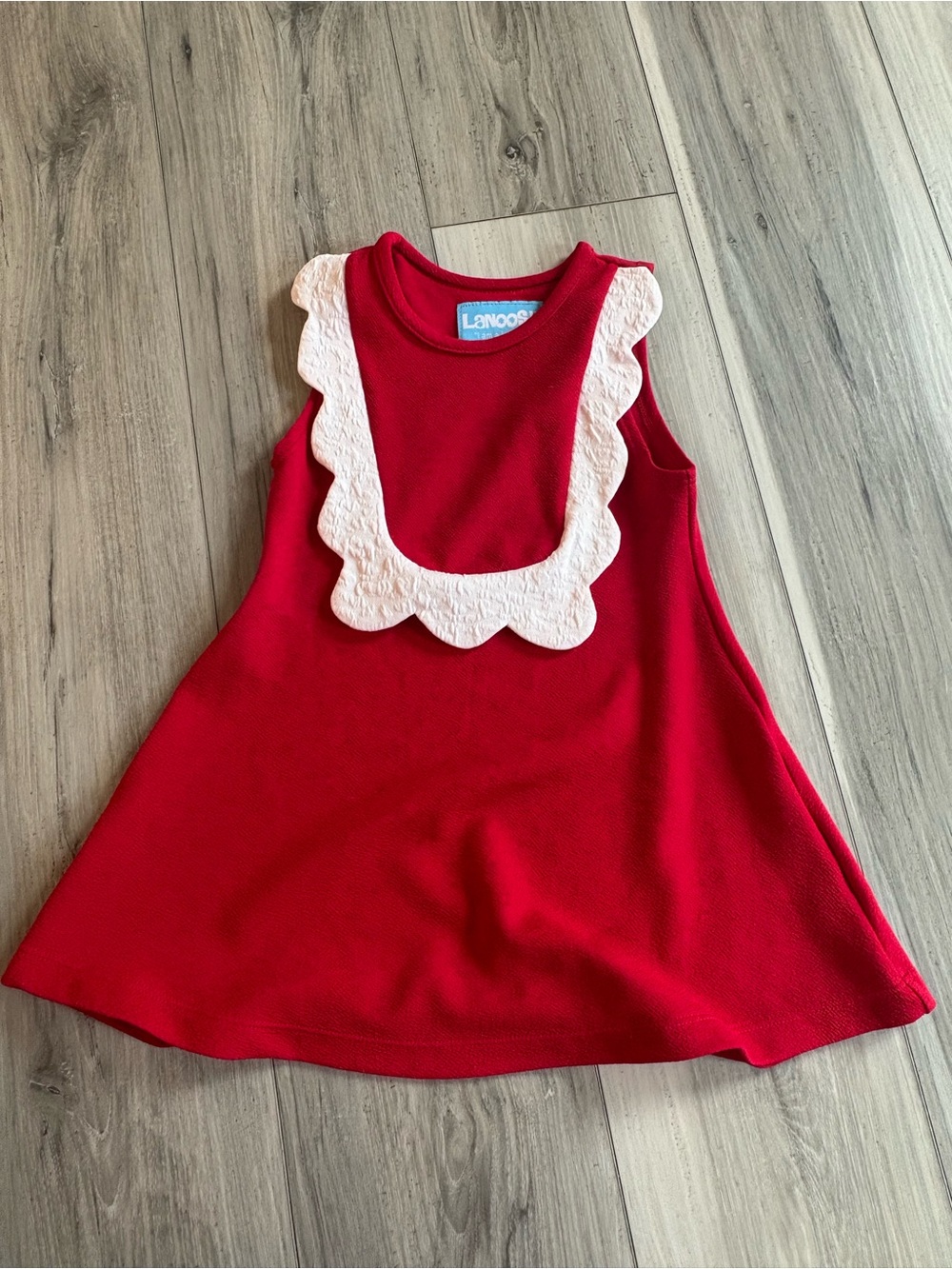 LANOOSH Boutique Girl’s Dress Red & White Scallop Detail | SZ XS 4/5T
